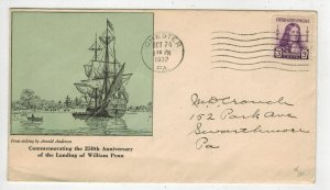 1932 FDC LANDING O WILLAM PENN 724-24 NICE SAILING SHIP CHESTER PENNSYLVANIA $25