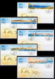 ISRAEL BEACH COAST STAMPS 2011 DEAD SEA TEL AVIV 5 FDC