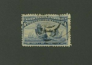 US 1893 4c ultramarine Columbian, Scott 233 used, Value = $8.00