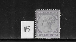 JAMAICA SCOTT #15 1875 5 SH (VIOLET) - WMK 1- MINT HINGED