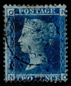 GB QV SG45, 2d blue plate 9, USED. Cat £15. CDS NC