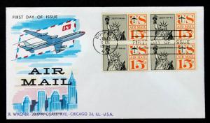 US Stamp Sc# C63 Blk4 FDC Addressed FLUEGEL COVER  Statue of Liberty 1959