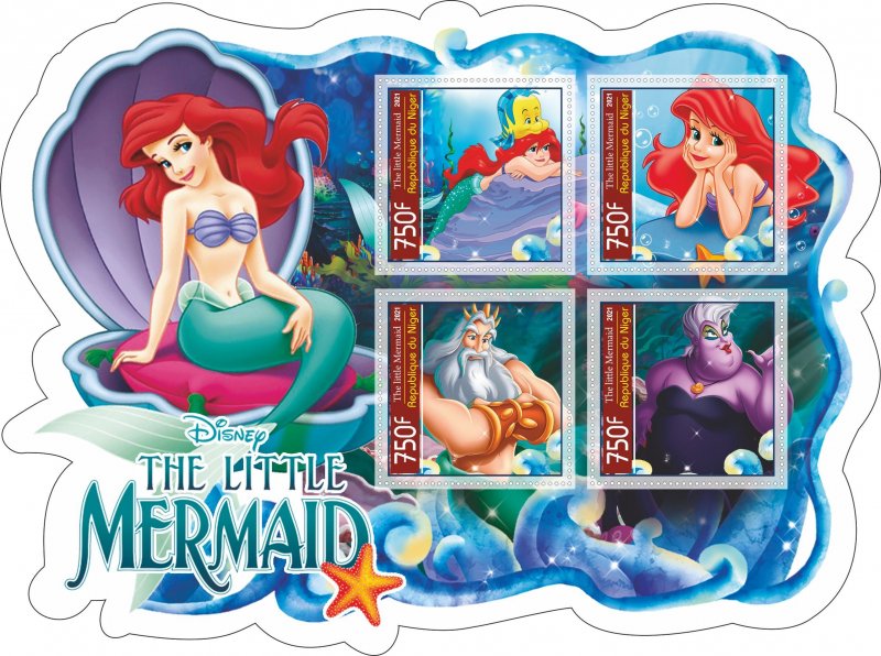 Stamps.Cartoons, Walt Disney. Mermaid 1+1 sheets perf Niger