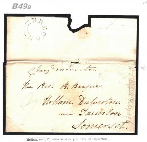 GB WALES Brecon Cover *Charged on Taunton* Somerset 1836 Hollam {samwells}B49b