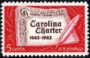 SC#1230 5¢ Carolina Charter Issue (1963) MNH