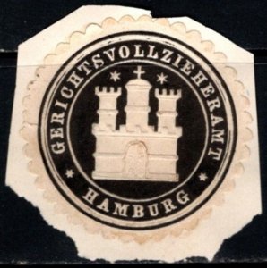 Vintage Germany Letter Seal Hamburg Bailiff's Office On Piece