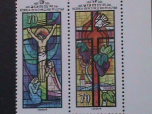 ​KOREA-1984-SC#1380-1 CENTENARY OF KOREAN PROTESTANT CHURCH GLASS WINDOW-VF