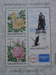 HUNGARY STAMP:1986 SC#2987-THE AMERIPEX86 STAMPS SHOW-MINT STAMP S/S  VERY RARE