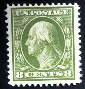 Scott #380 - VF - 8c Olive Green - Washington - OG HM - 1911