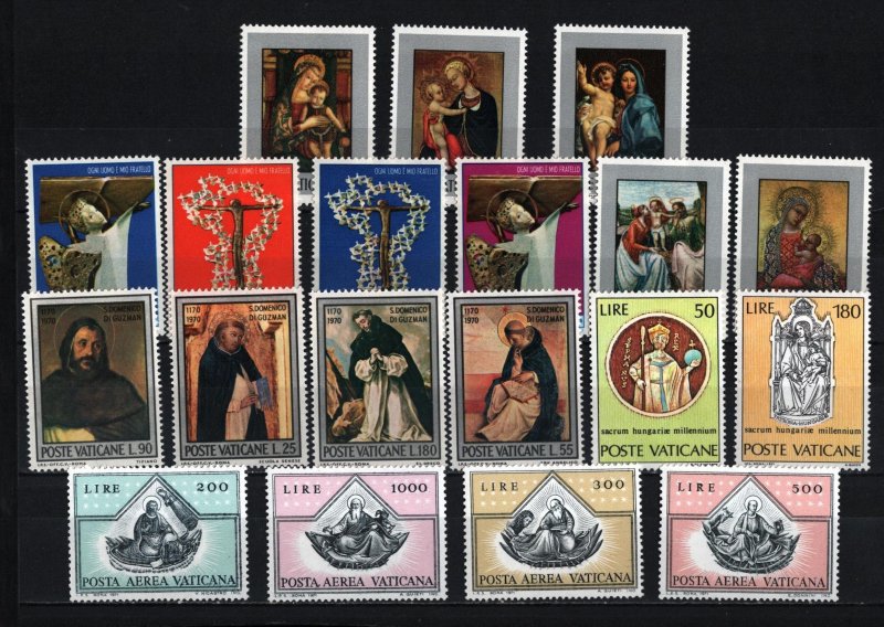 VATICAN 1971 COMPLETE YEAR SET OF 19 STAMPS MNH