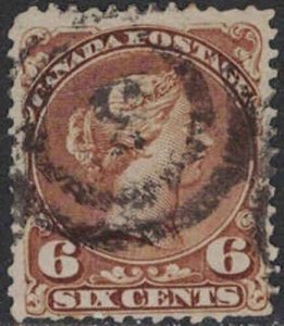 Canada 6 Cent Lage Queen With Two Ring Numeral Cancel 