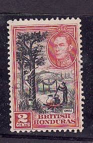 British Honduras-Sc#116- id2-used 2c KGVI Chicle Tapping-1938-