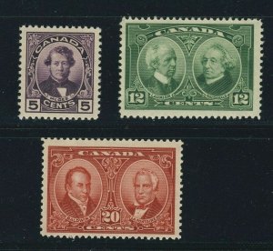 3x Canada Mint Stamps #146 to 148 Mint Light Hinged VF Guide Value = $46.00