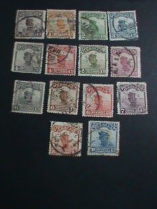 ​CHINA STAMP-1913 OVER 100 YEARS:SET OF 14 CHINA JUNK RARE USED STAMP VF