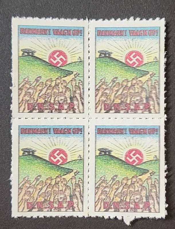 DNSAP Stamp Blocks Denmark Danish Nazi party block MNH WW2 WWII Germany German