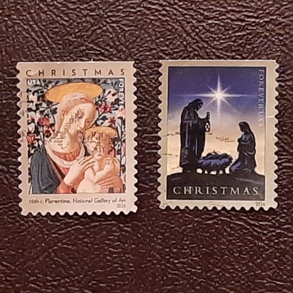 US Scott # 5143,5144; Two used Christmas, forever (47c), 2016; F/VF cntr;  off pr | United States, General Issue Stamp