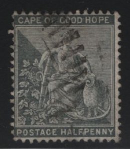 Cape of Good Hope 1871-81 used Sc 23 1/2p Hope, Colony symbols, no frameline