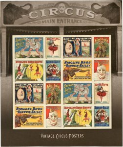 USA 2014 Sc#4898-4905 Vintage Circus Posters Souvenir Sheet of 16 Forever MNH