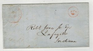 OLD STAMPLESS FOLDED LETTER INDIANAPOLIS INDIANA RED CANCEL & 6 IN CIRCLE 1849