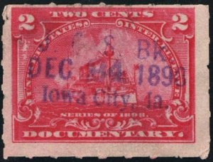 R164 2¢ Documentary Stamp (1898) Used/Date Stamp