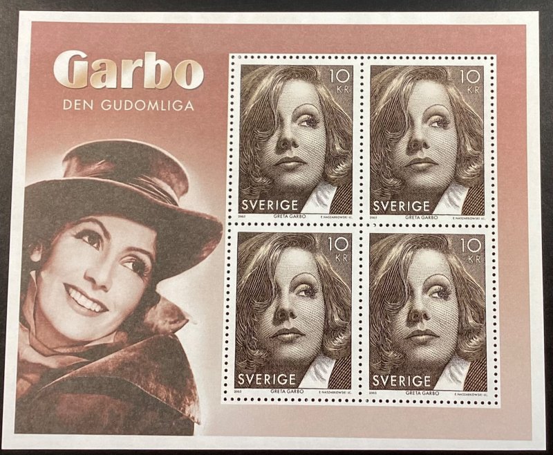 Sweden #2517d Mint Rare Greta Garbo Souvenir Sheet