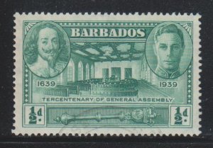 Barbados,  1/2p Kings Charles I, George VI (SC# 202) Used