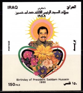 Iraq 1988 Sc#1324 PRESIDENT SADDAM HUSSEIN 51st.BIRTHDAY Souvenir Sheet MNH