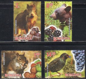 Romania 5590-93 - Mint-NH - Wildlife / Fruits (2014) (cv $15.30)