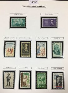 MOMEN: US STAMPS 1961-1965 FAMOUS AMERICANS MINT OG NH COLLECTION LOT #14098