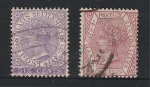 Straits Settlements x 2 good cv QV