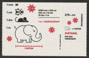 Austria 2020 Coronaviruses and Baby Elephant, Scott No.  B407 MNH Toilet Paper