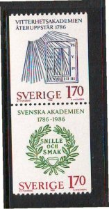 Sweden Sc  1590-1591 1986 Swedish Academy stamp set mint NH