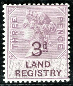 GB QV Revenue Stamp 3d/3d Surcharge LAND REGISTRY (1895) Mint VLMM GWHITE103