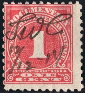 R207 1¢ Documentary Stamp (1914) Used