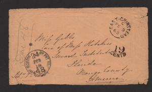 1865 Civil War era Ship cover, East Grinstead to Steward Institute FL.