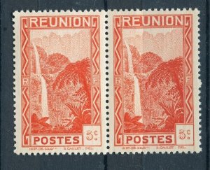 FRENCH COLONIES; REUNION 1933 Pictorial issue MINT MNH 3c. Pair