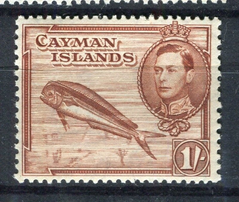 CAYMAN ISLANDS; 1938 early GVI issue fine Mint hinged 1s. value