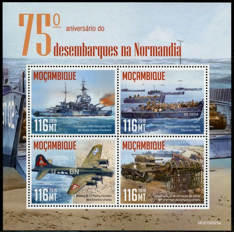 MOZAMBIQUE 2019 75th ANNIVERSARY OF THE NORMANDY LANDING D-DAY SHEET MINT NH