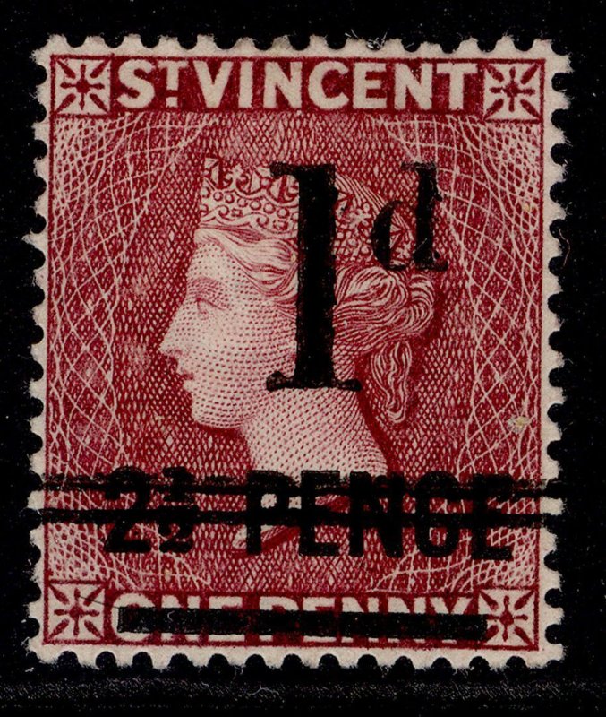 ST. VINCENT QV SG46x, 1d on 2½d on 1d lake, M MINT. Cat £45.