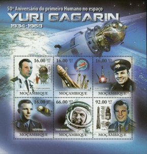 Yuri Gagarin Stamp First Human in Space Souvenir Sheet MNH #4598-4603