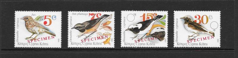 BIRDS - CYPRUS #781-784-SPECIMEN OVERPRINT