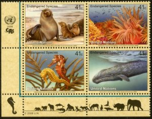 UNITED NATIONS Sc#NY 949-952 GE 480-483 VI 417-20 2008 Endangered Species MNH