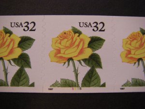 Scott 3054, 32c Yellow Rose, PNC5 #5555, MNH Coil Beauty