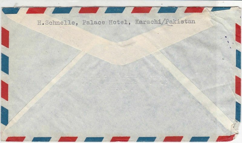 Pakistan 1973 Palace Hotel Karachi to Bremen Airmail Two Stamps Cover Ref 25325