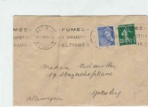 France Celtic Cigarettes  advertising 1938 stamps cover R20234