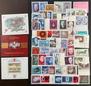 AUSTRIA MNH  1973, 1974+ MNH sets, singles w/ 3 Souvenir Sheets