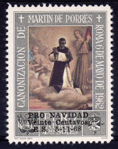 Peru 1968 Pro-Christmas black overprinted on San Martin de Porres (1) MNH RARE !