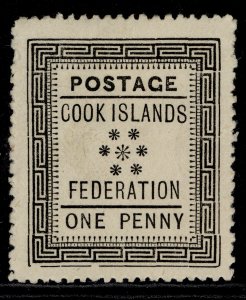 COOK ISLANDS QV SG1, 1d black, UNUSED. Cat £35. 