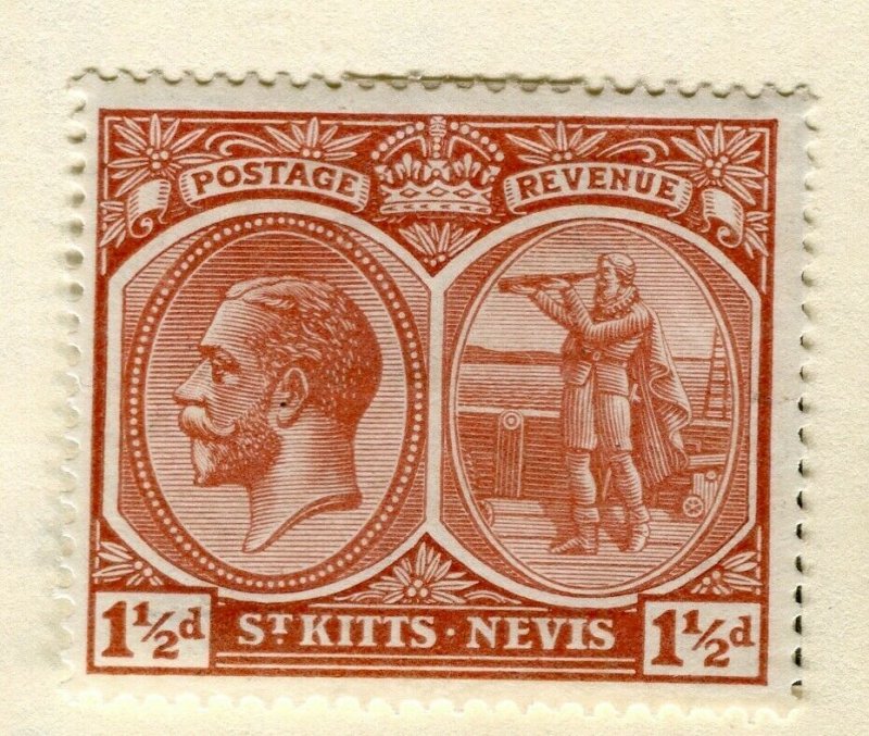 ST. KITTS; 1925-29 early GV portrait issue Mint hinged 1.5d. value