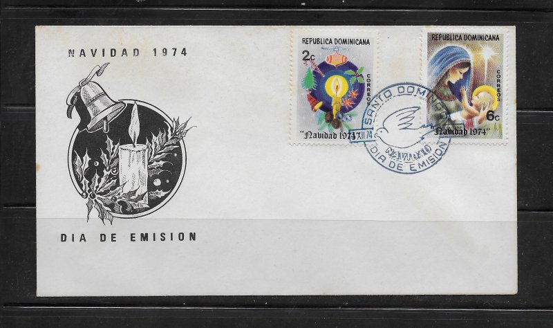 DOMINICAN REPUBLIC STAMPS,COVER NAVIDAD 1974 #F39